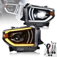 vland projector dual beam headlights compatible for [toyota tundra pickup 2014-2019] with sequential turn signal logo