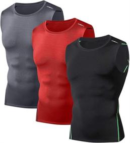 img 1 attached to 🏋️ LUWELL PRO Men's 3 Pack Tank Tops - Compression Sleeveless Shirts for Running, Workout, Gym, Training - Baselayers Muscle Shirts