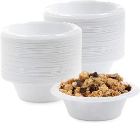 img 4 attached to 🍚 12 oz. White Plastic Bowls - Bulk Pack of 100 (Styles May Vary)