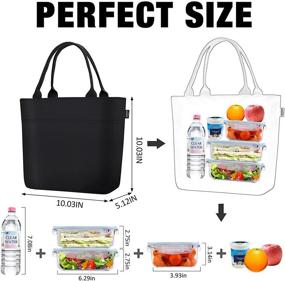 img 3 attached to Aosbos Insulated Thermal Lunch Bag for Women - Reusable Food Tote Cooler Organizer, Adult Lunch Box (Black)