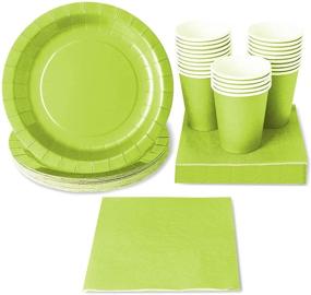 img 4 attached to 🎉 Lime Green Party Pack: Plates, Cups, and Napkins - 72-Piece set, Serves 24