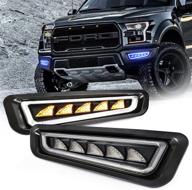 upgraded movotor ford raptor fog lights: ice blue/white bumper lights with amber sequential turn signal for gen 2 ford raptor (2017-2020) logo