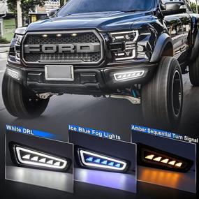 img 3 attached to Upgraded MOVOTOR Ford Raptor Fog Lights: Ice Blue/White Bumper Lights with Amber Sequential Turn Signal for Gen 2 Ford Raptor (2017-2020)