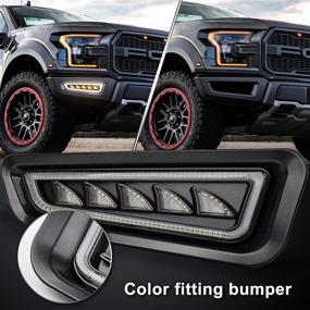 img 1 attached to Upgraded MOVOTOR Ford Raptor Fog Lights: Ice Blue/White Bumper Lights with Amber Sequential Turn Signal for Gen 2 Ford Raptor (2017-2020)
