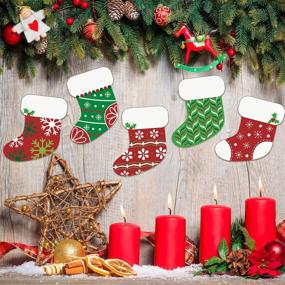 img 2 attached to Assorted Mini Colorful Christmas Stocking Cut-Outs – Pack of 40 with Glue Point Dots for Winter Bulletin Board, Classroom, School, Party Decorations – 5.9 x 5.9 Inch