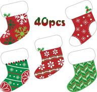 assorted mini colorful christmas stocking cut-outs – pack of 40 with glue point dots for winter bulletin board, classroom, school, party decorations – 5.9 x 5.9 inch logo