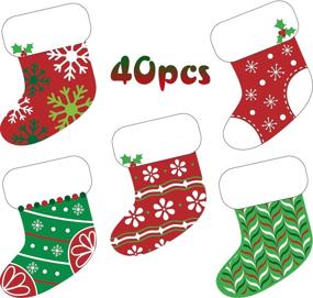 img 4 attached to Assorted Mini Colorful Christmas Stocking Cut-Outs – Pack of 40 with Glue Point Dots for Winter Bulletin Board, Classroom, School, Party Decorations – 5.9 x 5.9 Inch