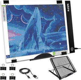 img 4 attached to Mlife B4 LED Light Pad Kit - Enhanced Diamond Painting Light Box with Adjustable Brightness, Tracing Light Board for Sketching, Animation, Drawing, Including 4 Fasten Clips and Metal Stand