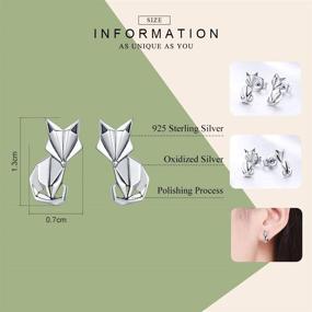 img 3 attached to 🦊 925 Sterling Silver Origami Fox Stud Earrings: Hypoallergenic Fashion Jewelry for Girls and Women