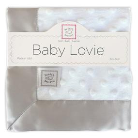 img 2 attached to 👶 SwaddleDesigns Baby Lovie: Small Security Blanket with Plush Dots and Satin Trim in Sterling - 14" x 14