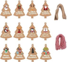 img 4 attached to 🎁 STEFORD 120PCS Xmas Kraft Paper Gift Hanging Tags with 230 Feet String Twine for Christmas Tree Decorations