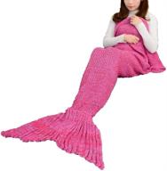 🧜 cammitever mermaid tail blanket: soft crochet blanket for kids, all seasons sleeping and napping logo