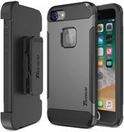 📱 trianium iphone 8 case: duranium series heavy duty protective cover with holster and built-in screen protector - ultimate full body protection for apple iphone 8 (2017) - gunmetal logo