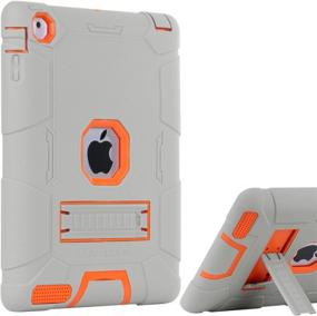 img 4 attached to 📱 BENTOBEN iPad 2/3/4 Case - Kickstand Full-Body Rugged Case for Drop Resistance & Shockproof Protection - Gray/Orange