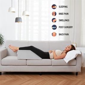 img 2 attached to 🛏️ Orthopedic Leg Elevation Pillow with Cooling Gel Memory Foam Top - High Density Foam Bed Wedge Pillow for Post-Surgery Recovery, Back Support, and Pregnancy - Alleviates Knee, Hip, and Lower Back Pain
