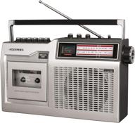 📻 crosley ct200b-si retro cassette player with bluetooth, am/fm radio, built-in microphone - silver logo