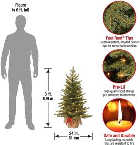 img 2 attached to 🎄 3ft National Tree Company Pre-Lit 'Feel Real' Artificial Mini Christmas Tree - Nordic Spruce with White Lights and Burlap Bag Base