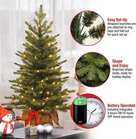 img 1 attached to 🎄 3ft National Tree Company Pre-Lit 'Feel Real' Artificial Mini Christmas Tree - Nordic Spruce with White Lights and Burlap Bag Base