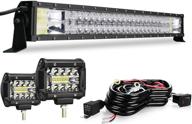 🔦 32 inch led light bar combo with 4 inch fog pods – for polaris rzr truck ute atv suv 4wd off-road | 5d flood spot driving | wiring harness included | 2 year warranty logo