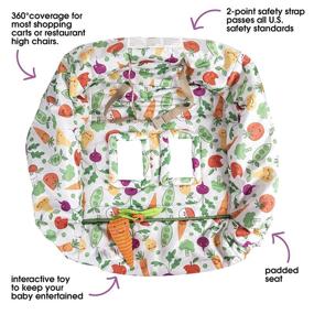 img 3 attached to Накидка для покупок и детского стульчика Boppy Farmers Market Veggies с прикрепленной морковкой - многоцветная, можно протирать, можно стирать в машине - двухточечный ремень безопасности - для возраста от 6 до 48 месяцев