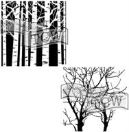 🌲 the crafter's workshop reusable stencil set: aspen trees/reversed branches (pack of 2) logo