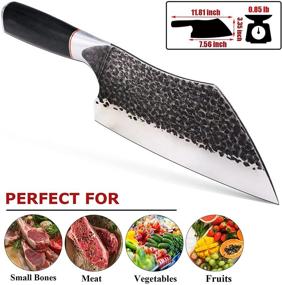 img 3 attached to 🔪 High-Quality Serbian Chef Knife: KITORY Meat Cleaver Forged 7.5 inch Butcher Knife for Precise Meat Chopping and Vegetable Chopping, Carbon Steel Blade, Pakkawood Handle - Ideal for Home & Restaurant