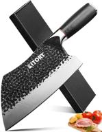 🔪 high-quality serbian chef knife: kitory meat cleaver forged 7.5 inch butcher knife for precise meat chopping and vegetable chopping, carbon steel blade, pakkawood handle - ideal for home & restaurant логотип