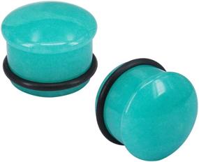 img 4 attached to 🔹 Mozambique Amazonite Natural Stone Ear Plug: Elegant Single Flare Ear Expander Tunnel for Noble Temperament