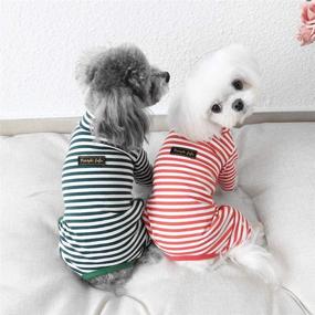 img 2 attached to 🐶 Soft Cotton Dog Pajamas for Small Dogs, Cats, and Puppies - All-Season Striped Pet Onesie