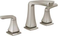 delta faucet vesna widespread bathroom faucet brushed nickel: 3 hole, drain assembly, spotshield technology 35789lf-sp logo