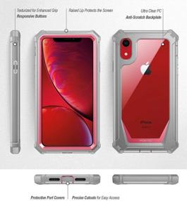 img 3 attached to Poetic Guardian iPhone XR Case: Full-Body Rugged Clear Hybrid Bumper with Built-in-Screen Protector, Pink