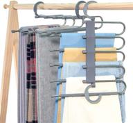 👖 2 pack of furmenic closet space saving pants hangers - non-slip clothes organizer with 5 layered pants rack for scarf, jeans, and trousers (grey, 2 pcs) логотип