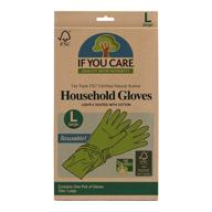 🧤 if you care latex gloves, large – 1 pair – all-purpose household gloves – 100% cotton lined, reusable for women and men, green logo