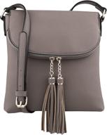 👜 b brentano vegan medium crossbody handbag with tassel accents - flap-over design logo