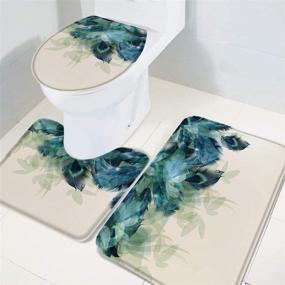 img 2 attached to Fantasy Staring Bath Rugs Set: Peacock Feather Design, Memory Foam & Non-Slip, Bathroom Decor (3-Piece)