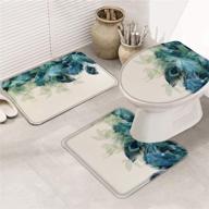 fantasy staring bath rugs set: peacock feather design, memory foam & non-slip, bathroom decor (3-piece) logo