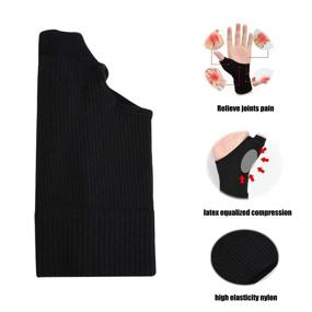 img 3 attached to 🖐️ Relieve Thumb Arthritis with Breathable Compression Gloves (1 Pair) - Fingerless Wrist Support Brace with Gel Hand Injury Pads for Comfortable Carpal Tunnel Relief and Pain Reduction