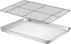 img 1 attached to 🍪 Fungun 9-Inch Stainless Steel Baking Sheet with Oven-Safe Cooling Rack - Heavy-Duty Cookie Half Sheets Oven Tray for Baking