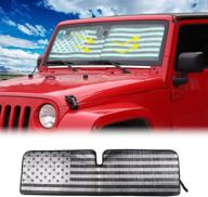 foldable sun visor for jeep wrangler tj jk jku 2 door & 4 door with american flag windshield sunshade logo