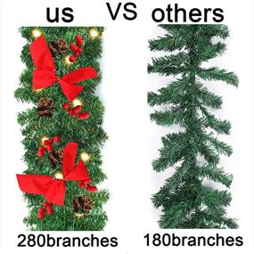 img 2 attached to 🎄 Yosayd 9 Ft Prelit Christmas Garland with 50 LED Lights - Outdoor Christmas Decorations with Pine Cones, Red Berries for Mantle & More