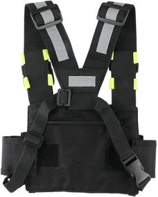 img 3 attached to Convenient Fluorescent Green Chest Harness for Universal Walkie Talkies with Front Pouches and Zipper Bag - Ideal Accessories