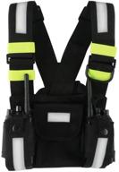 convenient fluorescent green chest harness for universal walkie talkies with front pouches and zipper bag - ideal accessories logo