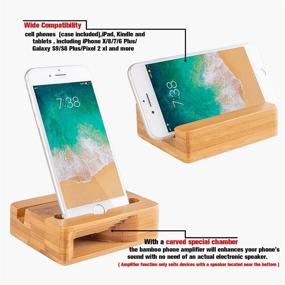 img 3 attached to 🌿 Natural Bamboo Wooden Desktop Cell Phone Stand with Sound Amplifier and Mobile Phone Holder (Sound Stand) by Encozy