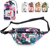 ozaeo travel waist bag - water resistant & lightweight hiking fanny pack with 3-zipper pockets - adjustable strap - flower colorful design logo