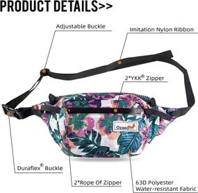 img 2 attached to Ozaeo Travel Waist Bag - Water Resistant & Lightweight Hiking Fanny Pack with 3-Zipper Pockets - Adjustable Strap - Flower Colorful Design