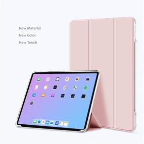 img 2 attached to 📱 Aoub iPad Air 4 Case 10.9 inch 2020 4th Generation - Trifold Stand, Auto Sleep/Wake, Ultra Slim Lightweight Smart Cover, Frosted Translucent Soft TPU Silicone Shockproof Case in Baby Pink