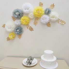 img 3 attached to 🌼 Mybbshower Yellow Grey Elegant Paper Flowers: Stunning Nursery and Bedroom Wall Décor for Baby Showers and Bridal Showers (Pack of 12)