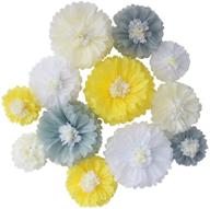 🌼 mybbshower yellow grey elegant paper flowers: stunning nursery and bedroom wall décor for baby showers and bridal showers (pack of 12) logo