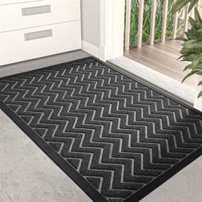 img 4 attached to 🚪 DEXI Durable Front Door Mat: Waterproof, Low-Profile, Heavy Duty - Perfect for Indoor Outdoor Use, Easy to Clean Rug Mats for Entry, Patio, and Busy Areas (35X23, Chevron Dark Grey)