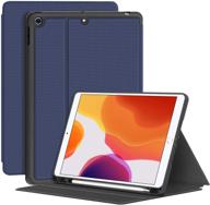 📱 supveco ipad 10.2 case with pencil holder, ipad 9th gen 2021/ipad 8th gen 2020/ipad 7th gen 2019, high-quality shockproof stand folio case in dark blue for smart ipad cover logo